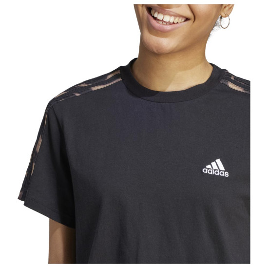 Adidas Γυναικεία κοντομάνικη μπλούζα Vibrant Print 3-Stripes Crop Tee